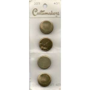 COSTUMAKERS Gold Tone Buttons, Size 30, 3/4 inch, 4 On Cardboard PLUS 