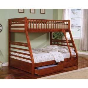  Bunk Bed   Twin / Full Size Bunk Bed in Cherry   Coaster 