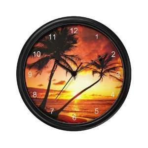  Tropical Beach Sunset Ocean Wall Clock by 