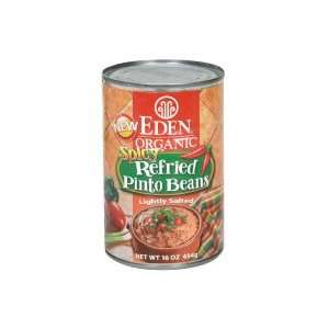 Eden Organic Refried Pinto Beans, Lightly Salted, Spicy, 16 oz, (pack 