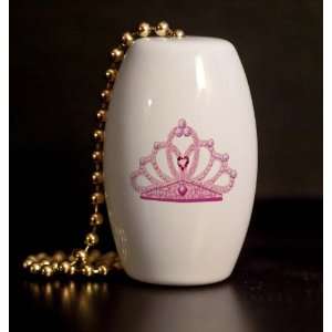  Pink Princess Crown Porcelain Fan / Light Pull