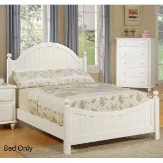 White Finish Full Size Bed   Cottage Style