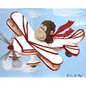  Monkey in Biplane Canvas Reproduction