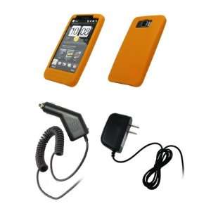  HTC HD2   Orange Soft Silicone Gel Skin Cover Case + Rapid 