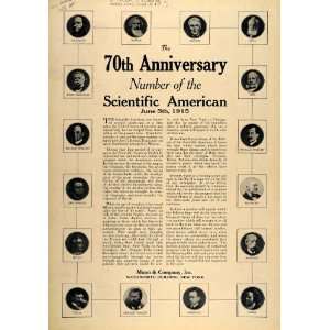  1915 Ad Scientific American 70th Anniversary Inventors 
