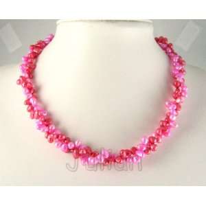    18 7mm Red & Pink Freshwater Pearl Necklace J050