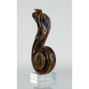   Murano Design Amber Snake Elegant Glass Art Sculpture 