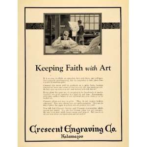  1922 Ad Crescent Engraving Co. Handiwork Kalamazoo 