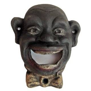 Vintage Antique Style Cast Iron Bottle Opener Smiling Black Man 
