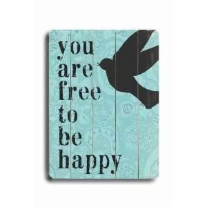  Free to be Happy Vintage Wood Sign