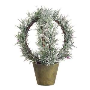  18 Rosemary Topiary Plant with Paper Mache Pot in Green 
