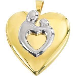  Sterling Silver Heart Shaped Mother and Child Locket 21x19 