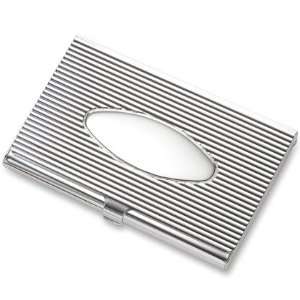  Business Card Holder   Oval Center with Ribbed Metal 