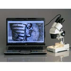 AmScope 20x 40x 80x Stereo Microscope with Digital Camera Imager 