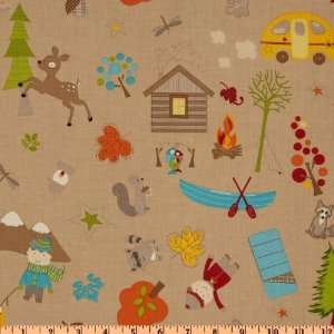  44 Wide Fox Trails Camping Toss Brown Fabric By The Yard 