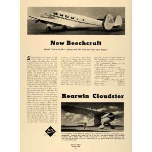  1939 Ad Beechcraft Airplane Model 18S Rearwin Cloudster 