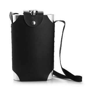 Jumbo Surgical Screw on Top Stainless Steel Flask with Black Synthetic 
