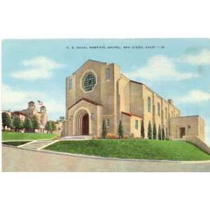 1940s Vintage Postcard U.S. Naval Hospital Chapel San Diego California