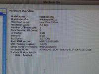 Apple Macbook Pro 7.1 (13 inch, Mid 2010) 2.4Ghz Intel Core 2 duo, 4GB 