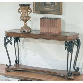   Console Table with Wrought Iron Base and Marble Top Furniture & Decor