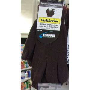 Task Series Brown Knit Gloves with Brushed Lining  Kitchen 