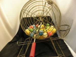 VINTAGE BINGO BALL SPINNER CAGE WITH BALL SHOOT  