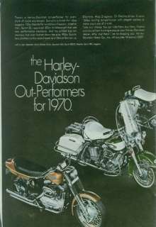 Harley Davidson 1970 Original Motorcycle Ad Entire Line  