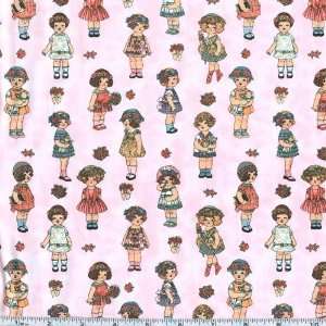  45 Wide Paper Dolls Miniature Pink Fabric By The Yard 