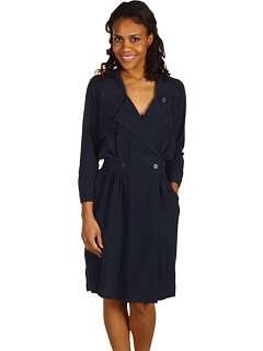 Lacoste 3/4 Sleeve Crepe Silk Trench Dress at 