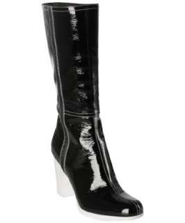 Prada Sport black patent mid calf boots  