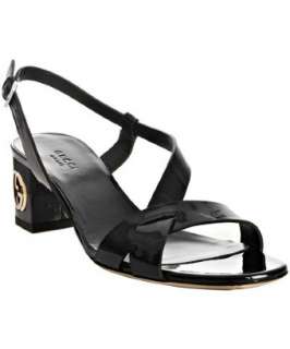 Gucci black patent GG Twins slingback sandals   