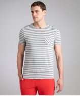   grey stripe knit jersey short sleeve crewneck t shirt style# 316364403