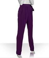 Diane Von Furstenberg currant silk crepe pleated tie waist pants style 
