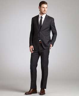 Gucci charcoal wool 2 button suit with flat front pants