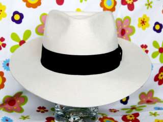 MICHAEL JACKSON MJ White Fedora Wool Hat Cap Costume   