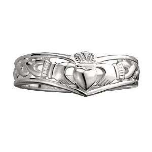 Sterling Silver Ladies Celtic Claddagh Wishbone Ring   Size 10   Made 