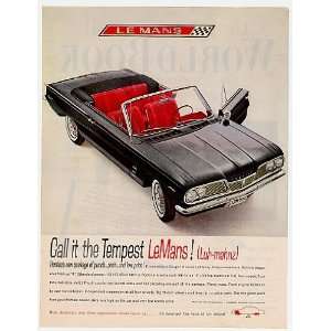  1961 Black Pontiac Tempest LeMans Convertible Print Ad 