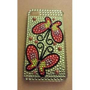  iPhone 4 Case Blink Diamonds Twin Charming Pink Butterfles 