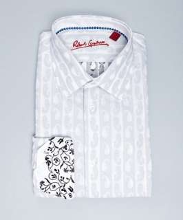 Robert Graham white paisley cotton Patrick button front shirt