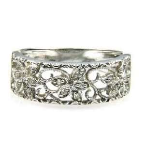  10k white gold Diamond Dragonfly Filigree Ring Jewelry