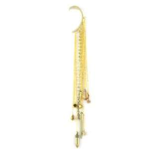   Michelle Roy Designs Gold Chain Beaded Crystal Spike Earring Ear Hook