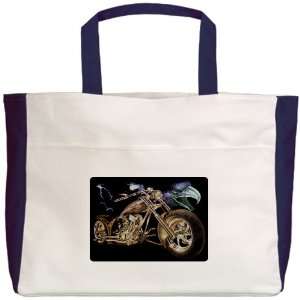 Beach Tote Navy Eagle Lightning and Cycle 