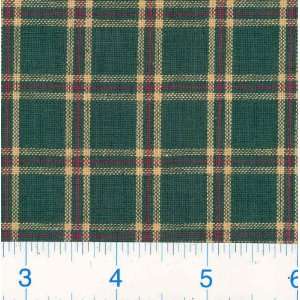  45 Wide Thin Plaid Green/Natural Fabric By The Yard 