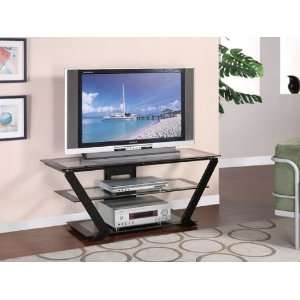  Powell Company Matte Black 48 TV Stand with Clear Glass 
