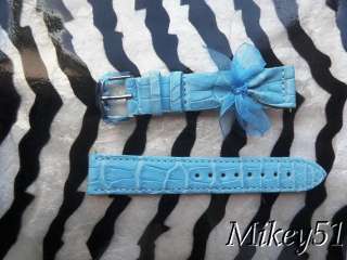 NEW MICHELE BABY BLUE ALLIGATOR LACE 18MM WATCH STRAP  