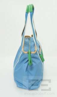 Coach Blue & Green Nylon Hamptons Weekend Tote Bag  