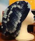 LG SHADES OF BLUE Crocheted TAM/SLOUCH Hat ~PRETTY~