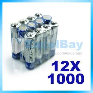 2V NIMH 12pcs AAA 1000mAh NIMH Rechargeable Battery A  