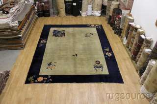 70 Years Old Antique 9x12 Art Deco Nichols Chinese Oriental Area Rug 