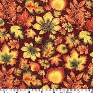  45 Wide Autumn Glow Leaves Gold Fabric By The Yard Arts 